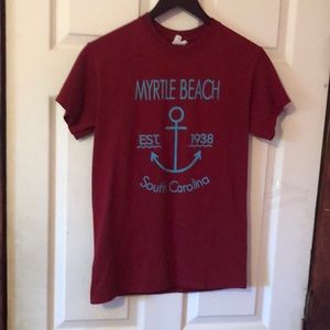 Myrtle Beach South Carolina SC Maroon Graphic T-Shirt Mens Small S